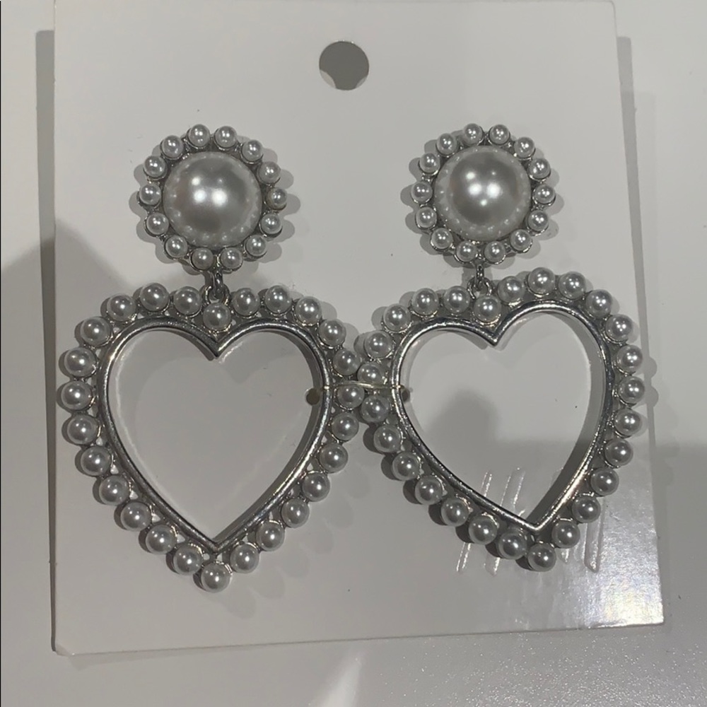 H&M Pearl Heart Drop Earrings